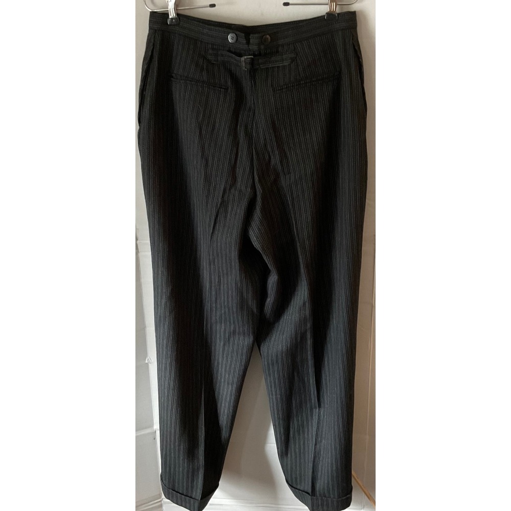 Ralph Lauren Country Womens 10 Wool Pinstripe Trousers black High Rise vintage - Picture 11 of 13